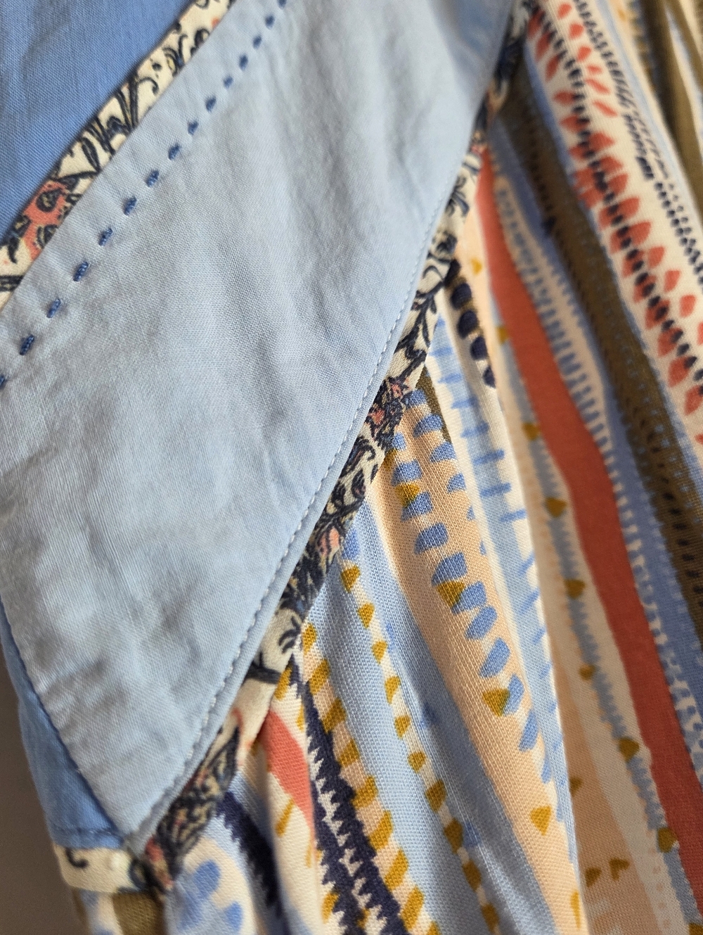 Anthropologie One September Fit And Flare Blue Striped Tank Top Blouse - Picture 7 of 11